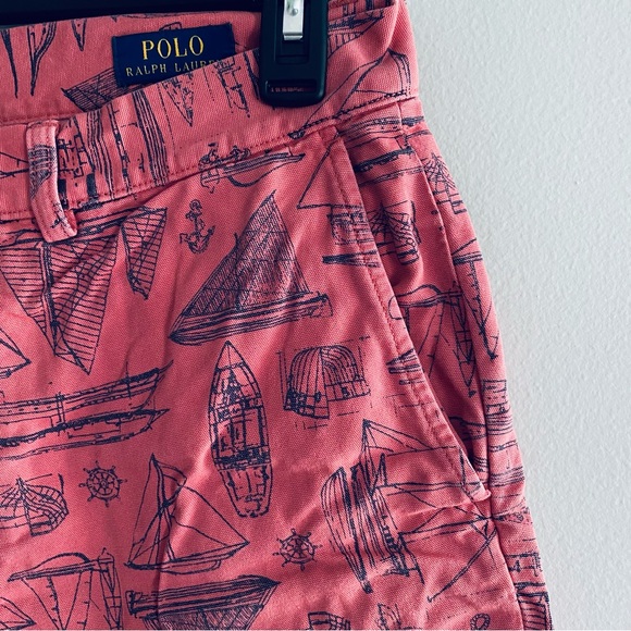 Polo Ralph Lauren Men's Pink & Blue Boat Print Classic Fit 9 Shorts Size 32 - Picture 4 of 12